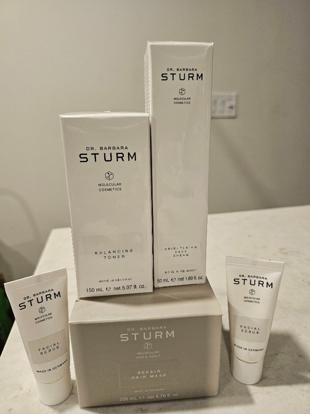 Balancing toner, Brightening face cream, repair hair mask from Barbara Sturm